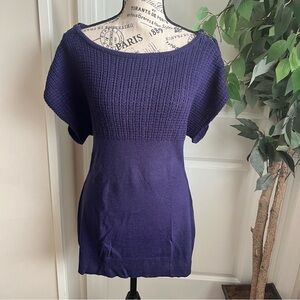 Mondee Knit Waffle Knit Bodice Shoulder Zippers Sweater Purple Sz L